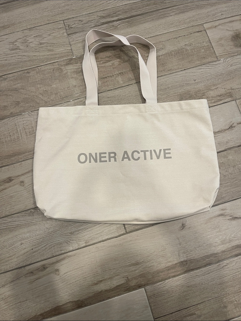 Oner Active Canvas Tote in Cream with Gray Logo